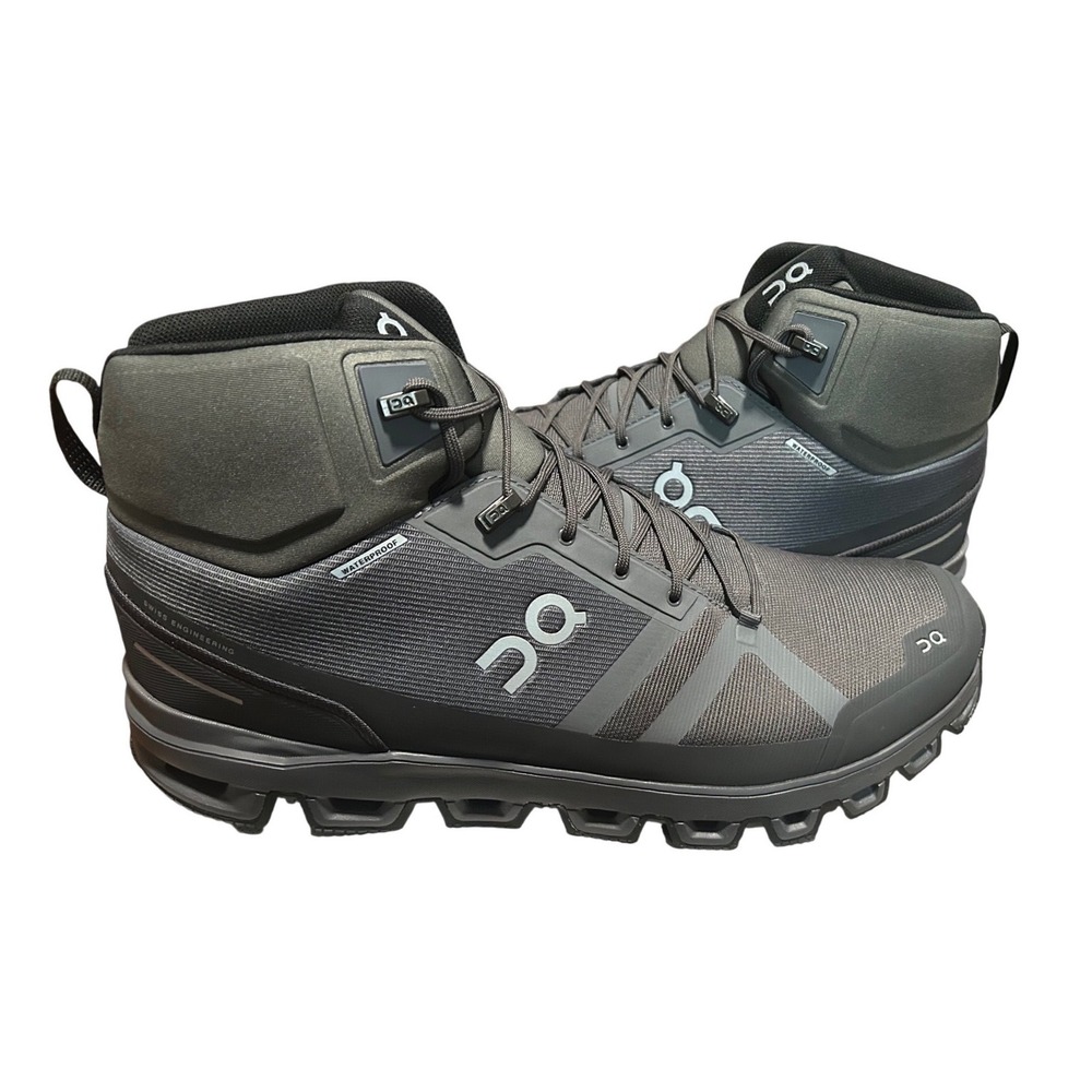 On Cloudrock Waterproof Hiking Boots Eclipse Gray Mens Trail Shoes